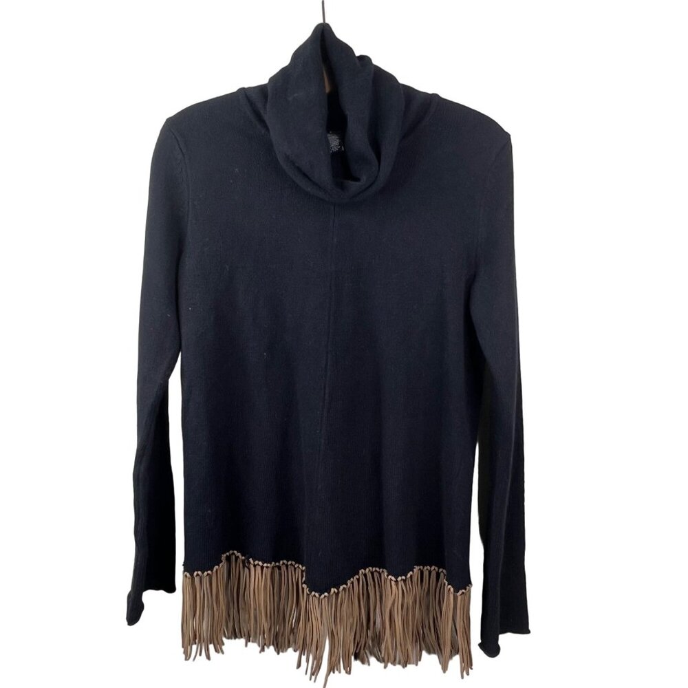 Kial Sweater Size XS Fringe Pullover Turtleneck Cotton Cashmere Women's XS